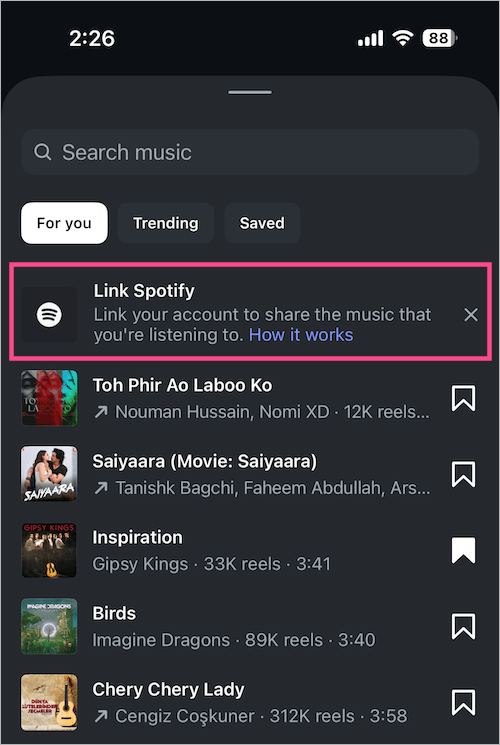 how to link spotify to instagram notes