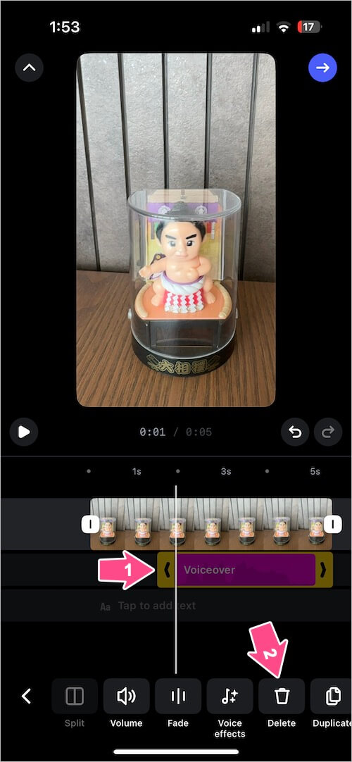 how to delete voiceover from an instagram reel
