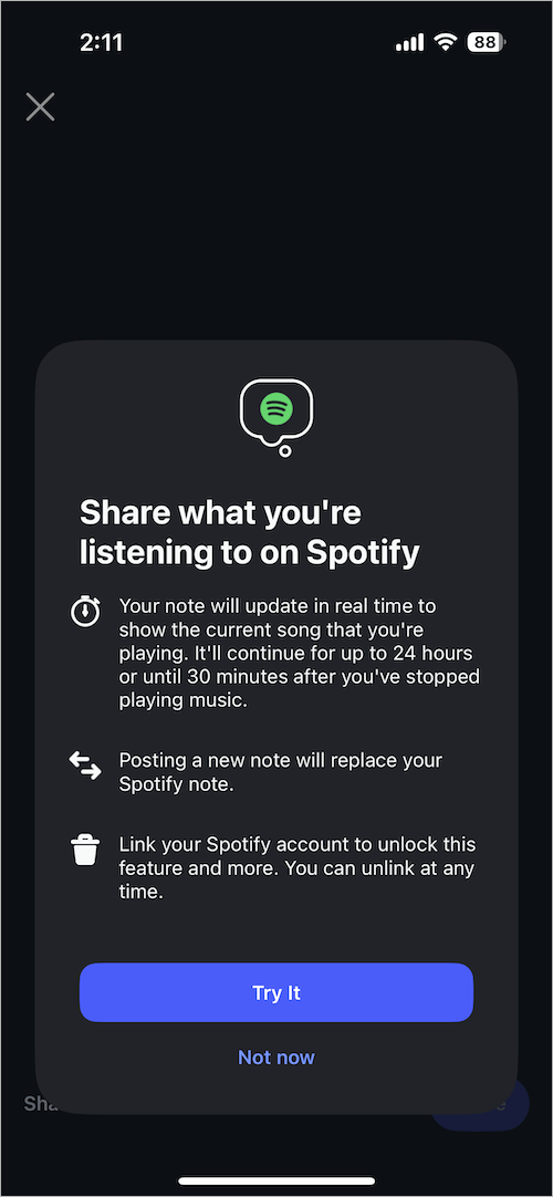 Share your Favorite Spotify songs in Instagram Notes