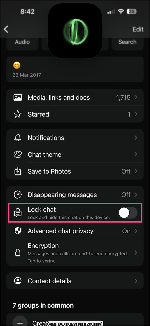 removing a contact from locked chats on whatsapp
