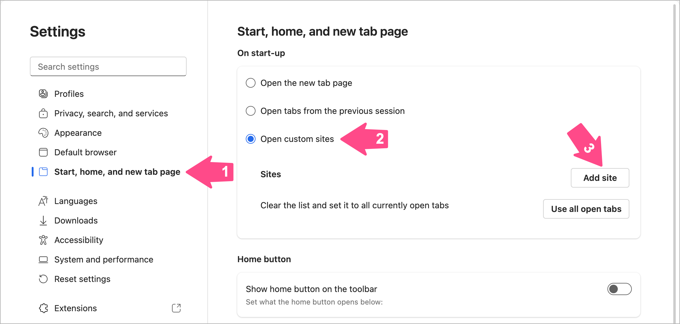how to change your home page in microsoft edge
