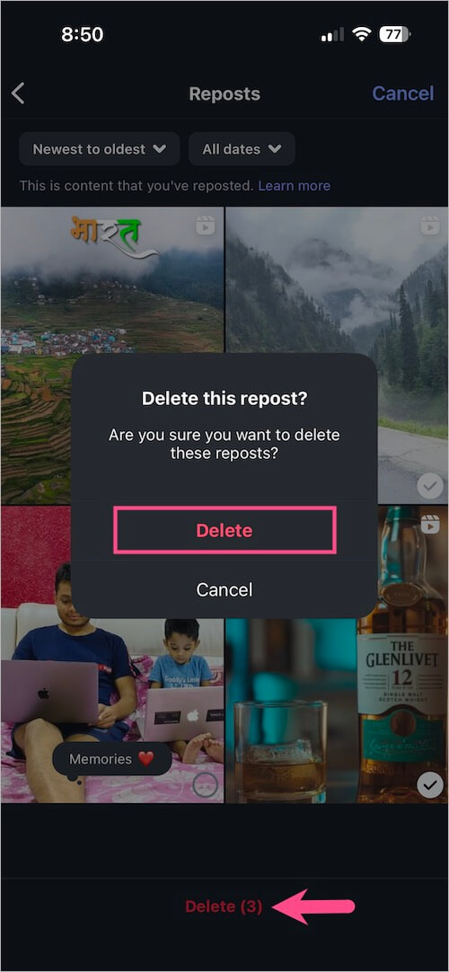 how to delete all your reposts on instagram at once