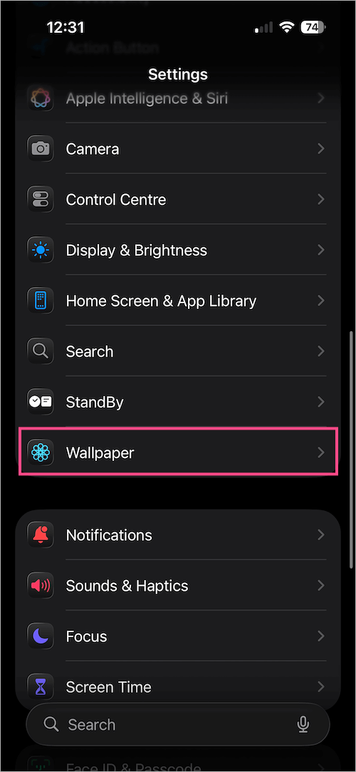 wallpaper settings in ios 18 and ios 26