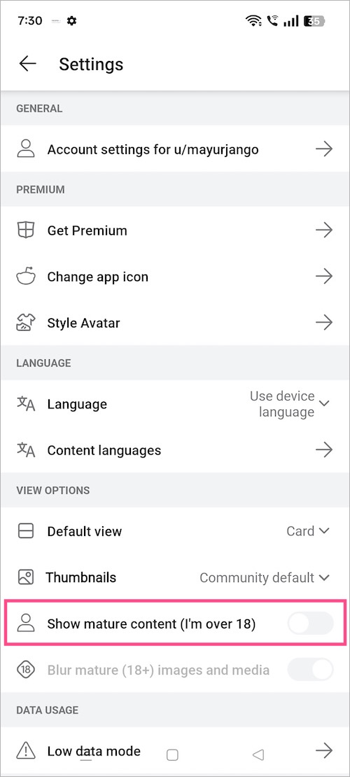 how to get rid of safe search in reddit on android
