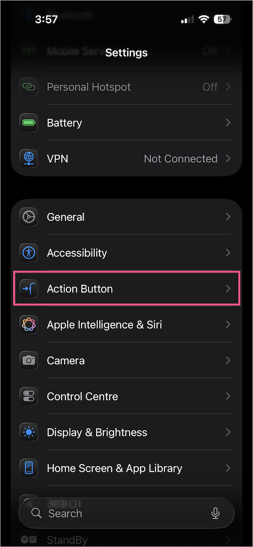 add screenshot shortcut to action button on iphone 17 pro and air