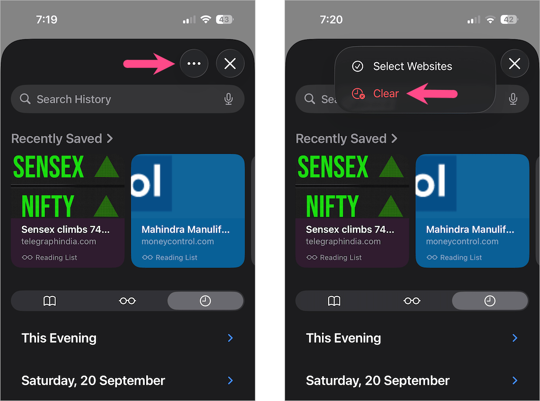 how to delete browsing history on iPhone