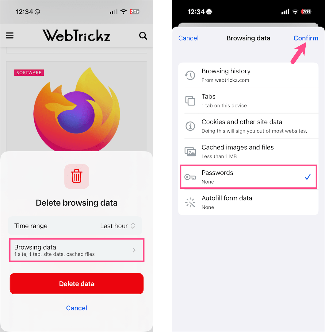 how to delete passwords in edge on iphone and android