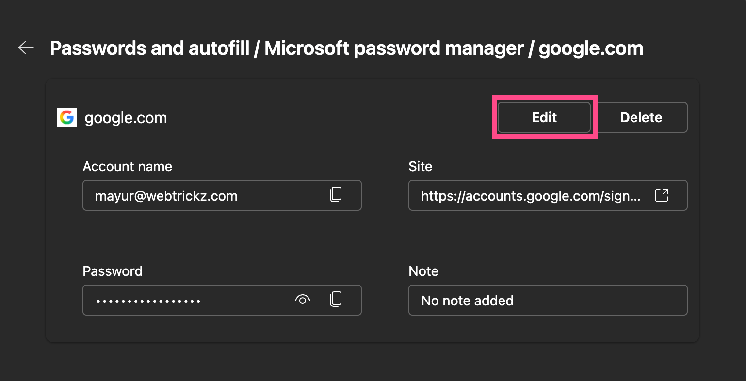 how to edit saved passwords in edge on windows and mac
