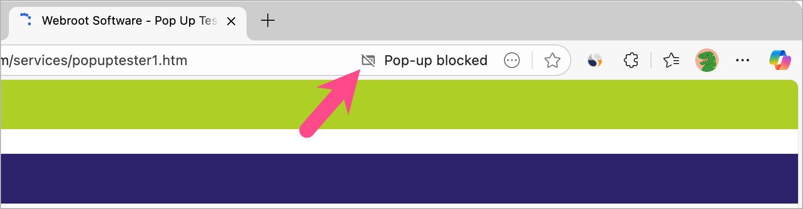pop-up blocked warning message in microsoft edge