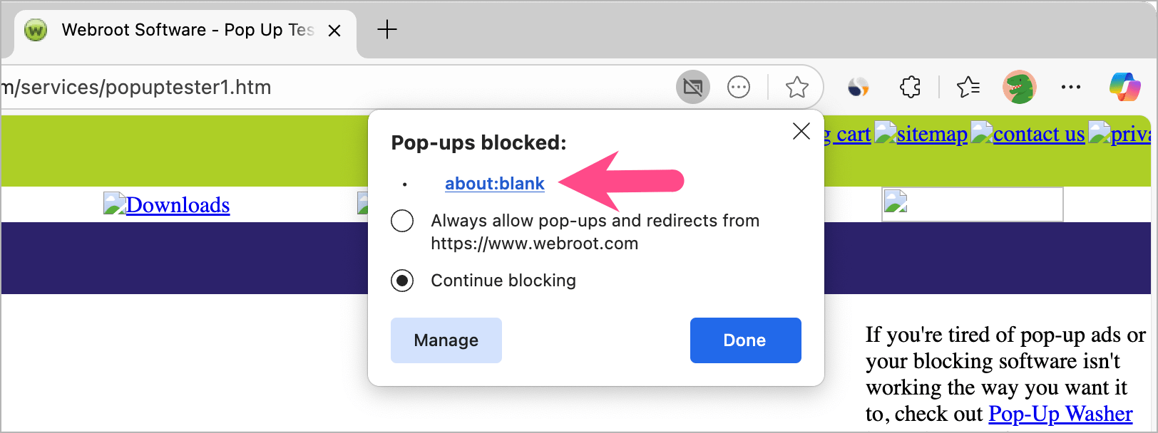 how to temporarily allow pop ups in Microsoft Edge on windows 11