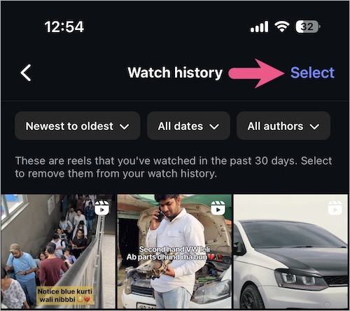 how to delete reels from your watch history on instagram