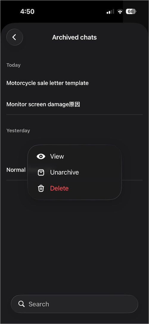 how to access chatgpt archive on iphone