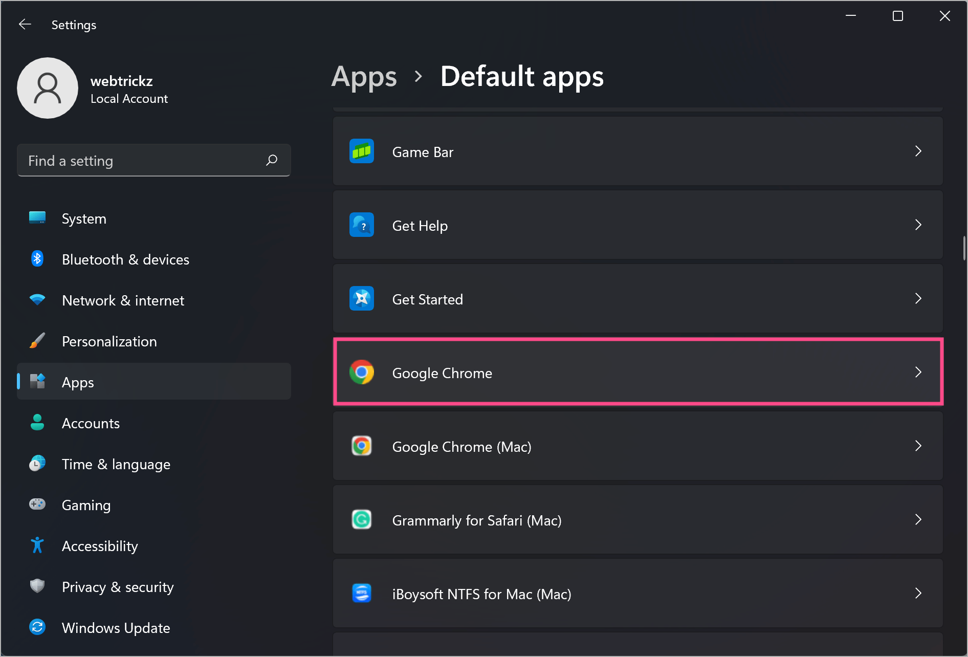 how to change default browser to google chrome in windows 11