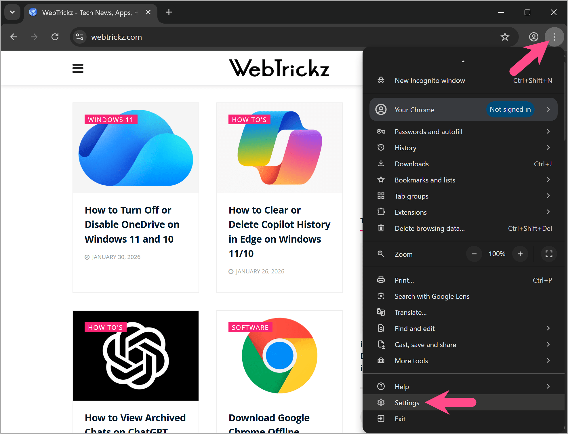 default browser settings in google chrome