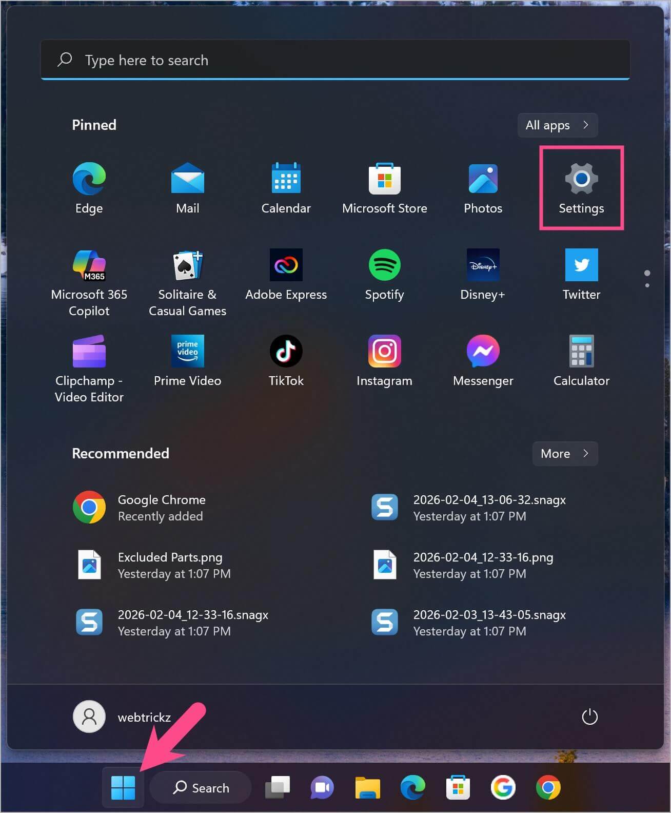 settings in windows 11