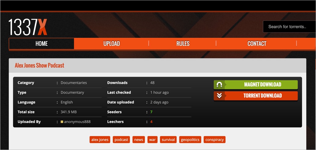 how to download torrents from 1337x