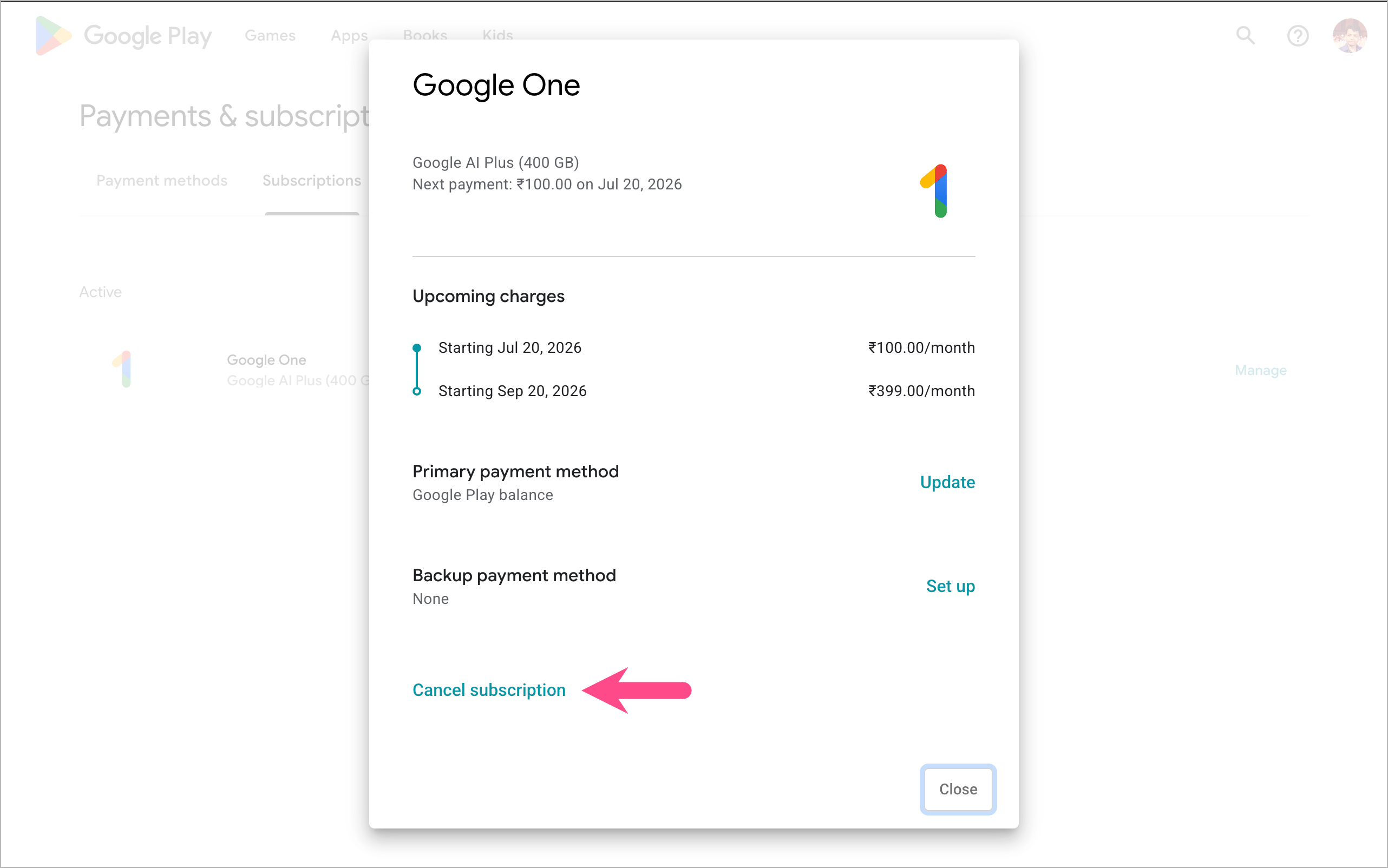 how to cancel google gemini pro subscription