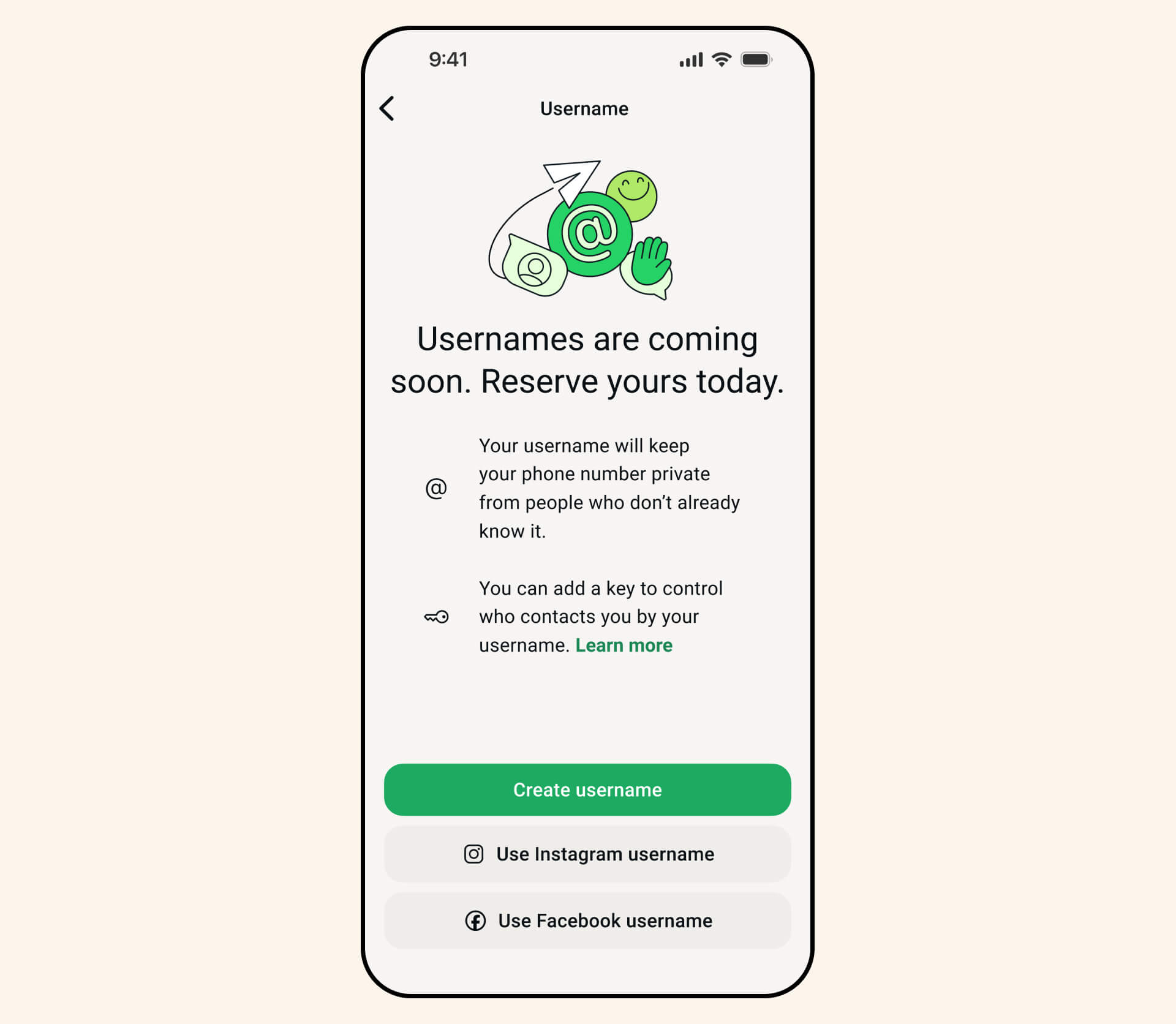 how to create a username on whatsapp