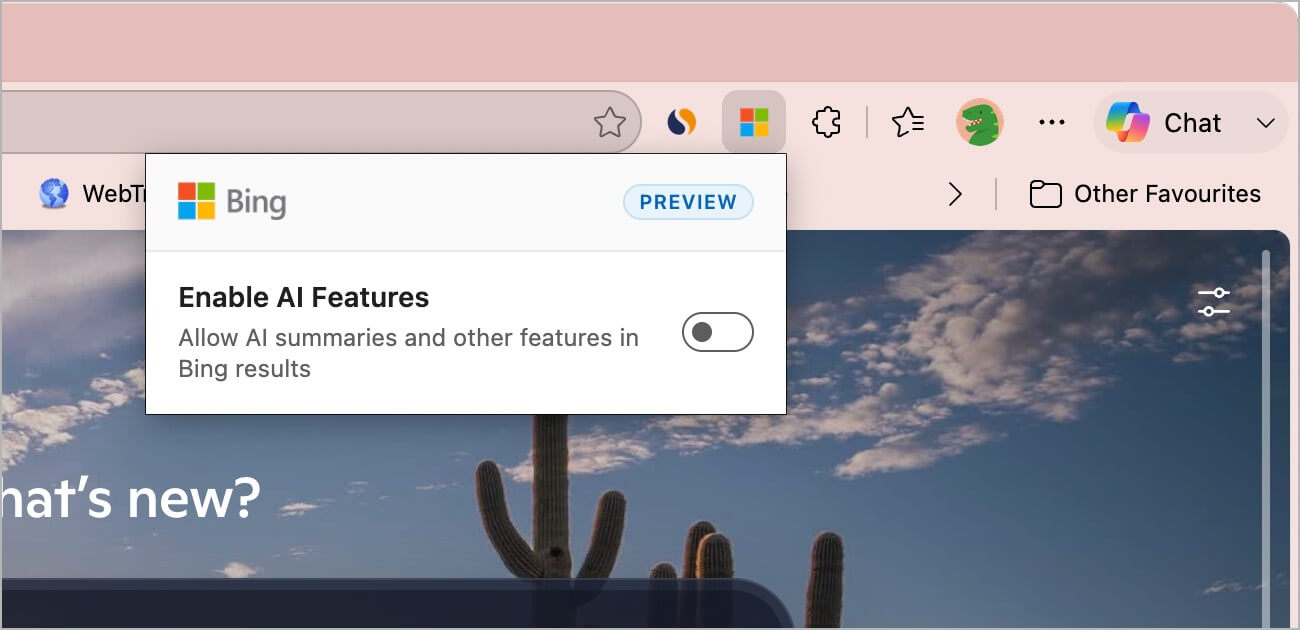 microsoft edge extension to disable copilot results in bing search