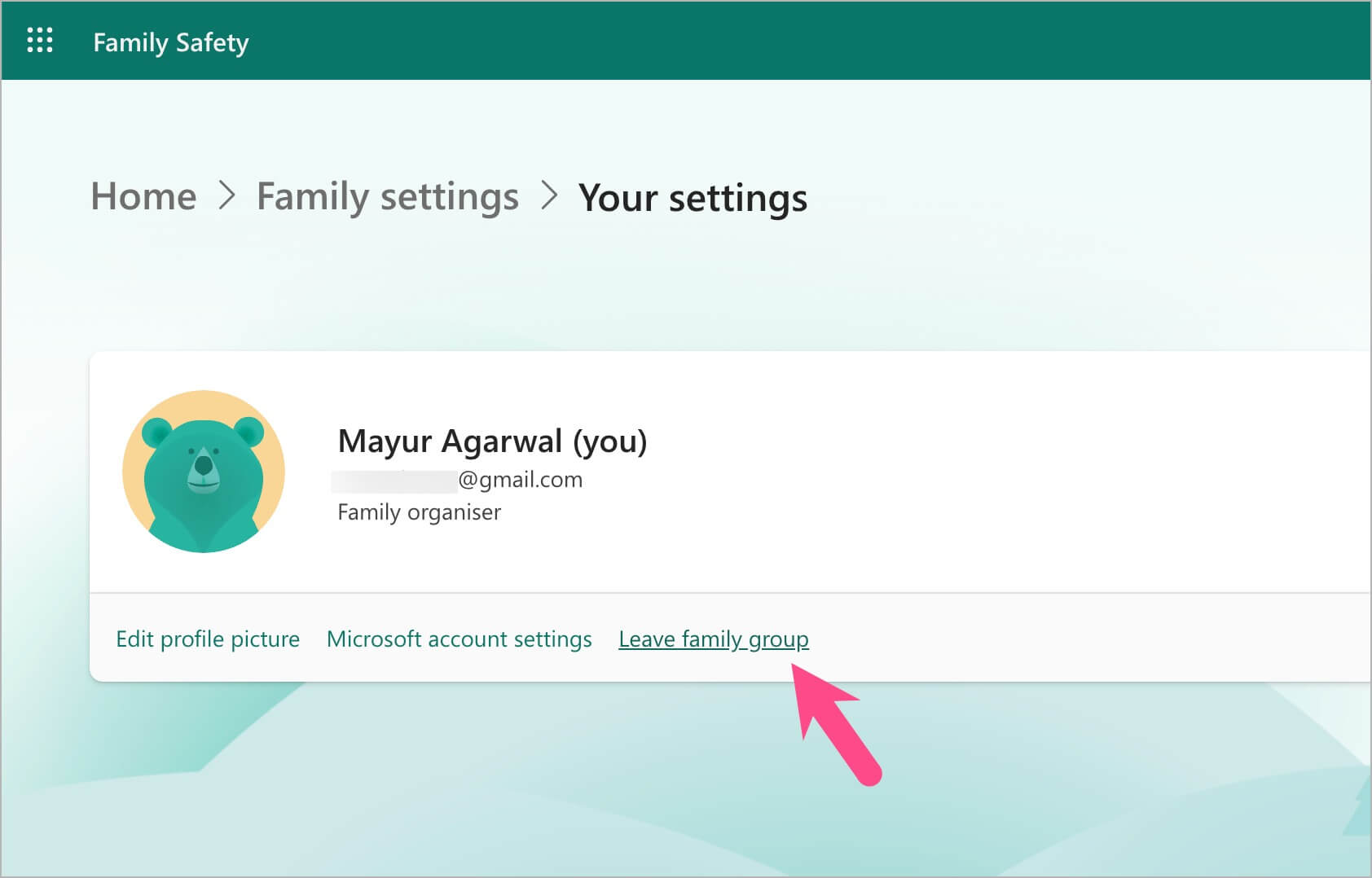 how to leave a microsoft family group