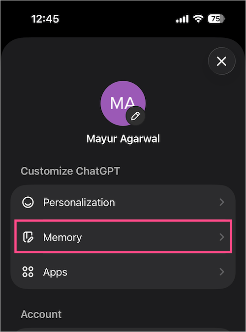 how to manage saved memories in chatgpt app