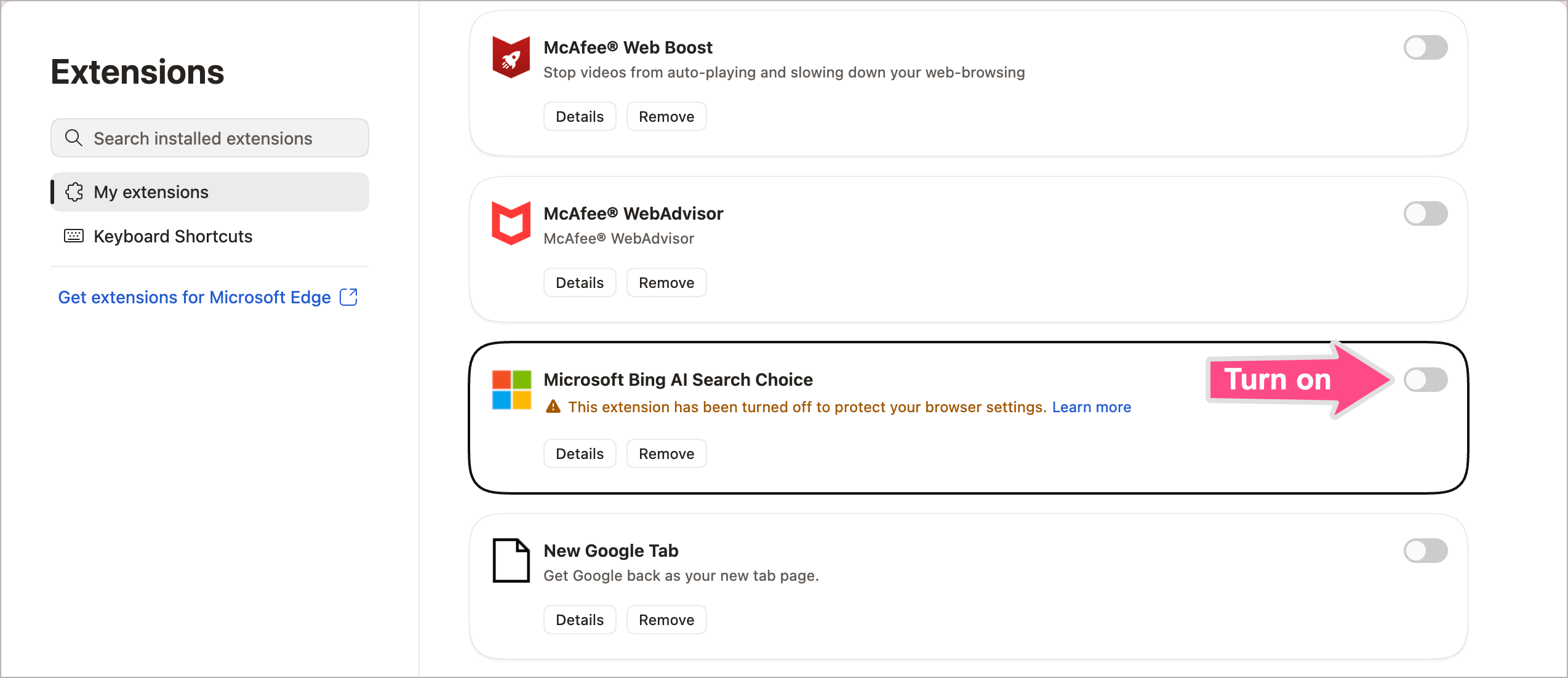 how to turn off copilot search in bing on microsoft edge