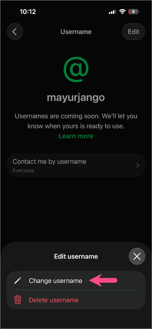 how to change username on whatsapp