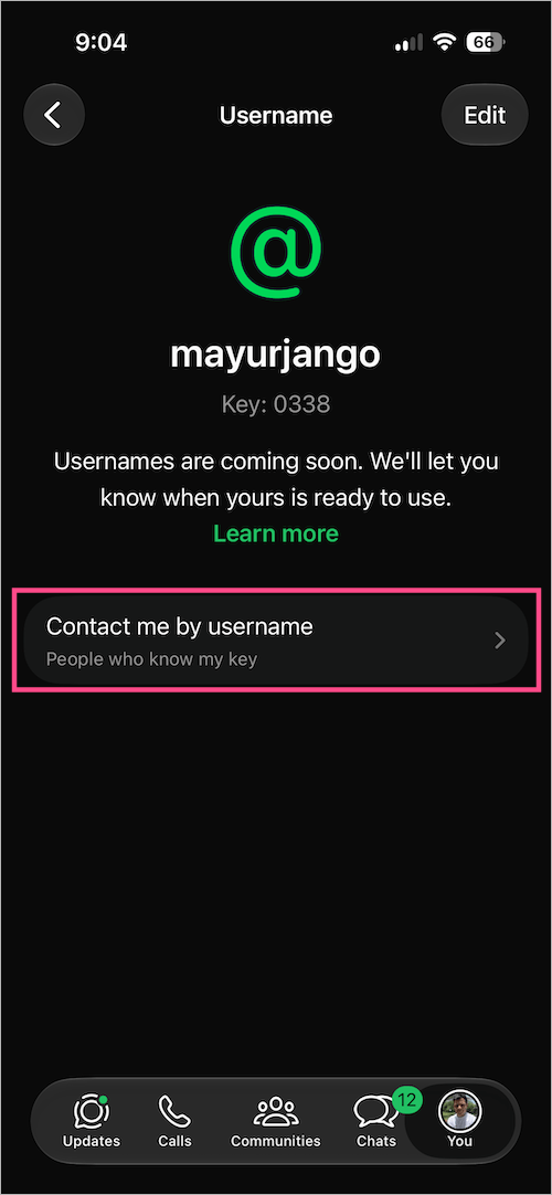 how to delete your whatsapp username key