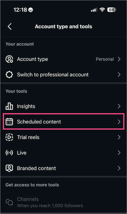 find scheduled posts on instagram