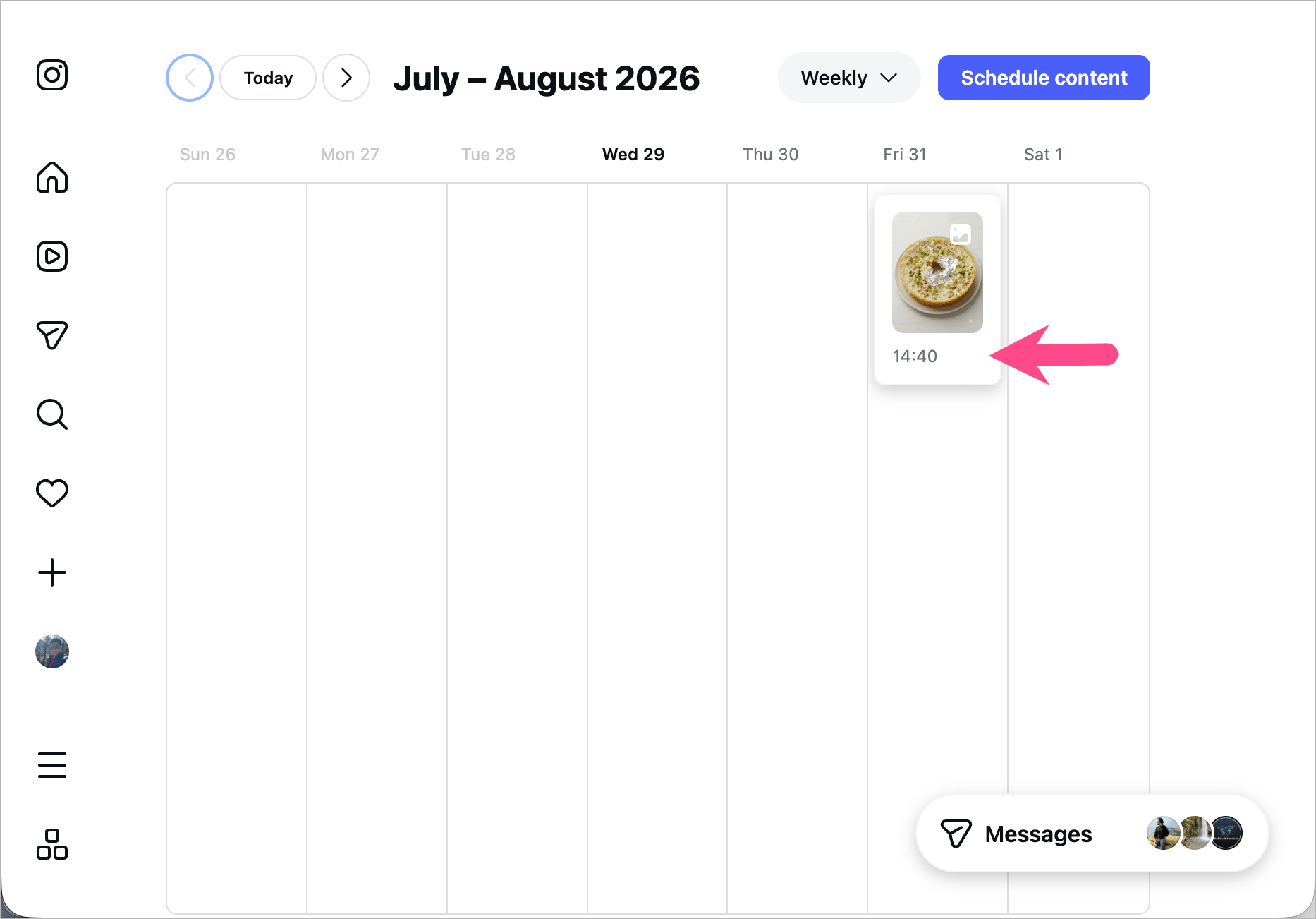 see scheduled posts on instagram desktop website