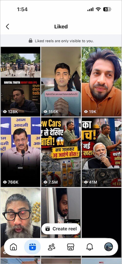 where are my liked reels in facebook app