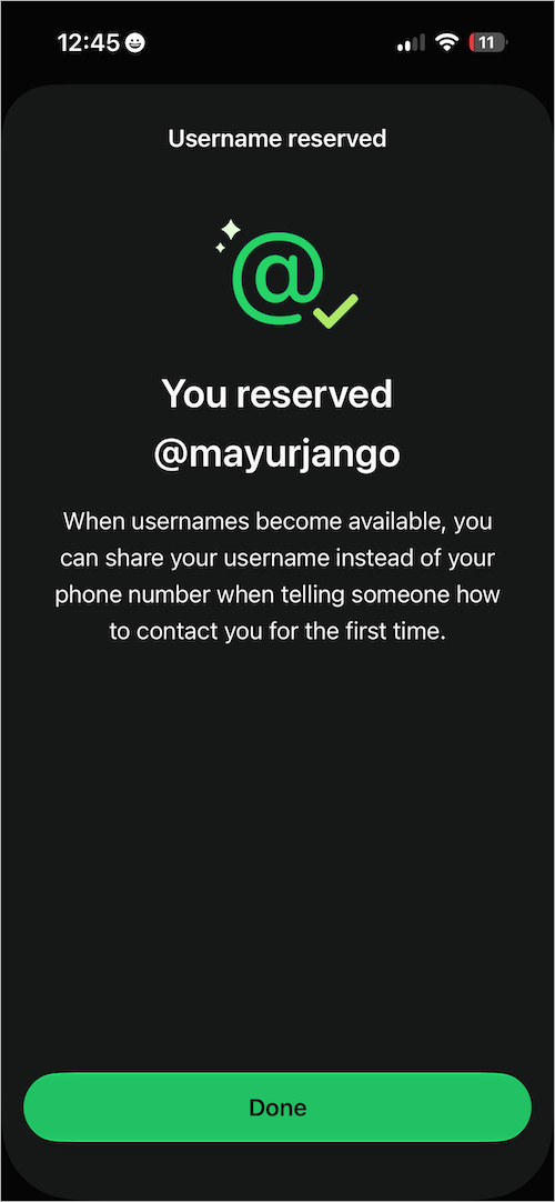 how to reserve a username on whatsapp
