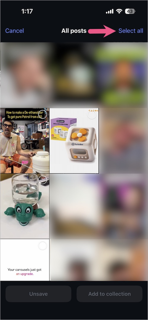 how to unsave all reels and posts on instagram