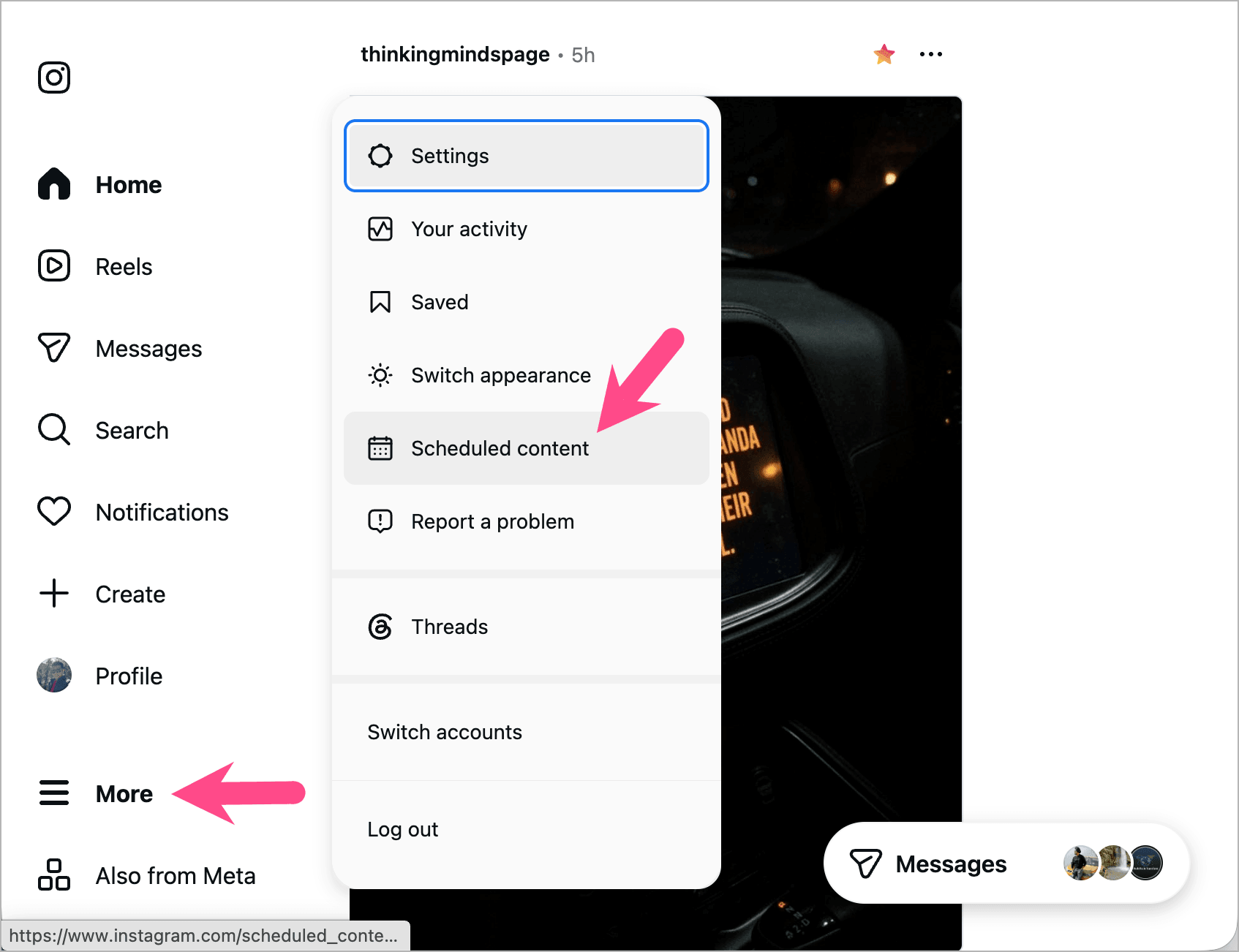 view instagram scheduled content on a computer