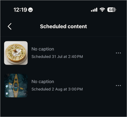 view all scheduled posts and reels on instagram app
