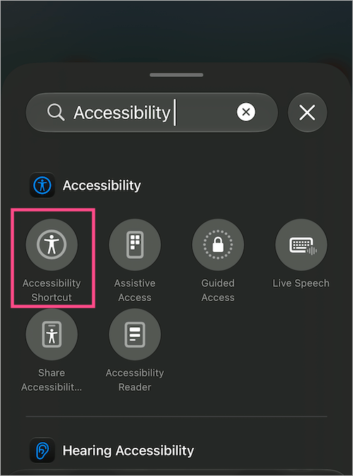 Add Accessibility Shortcut to Control Center on iPhone