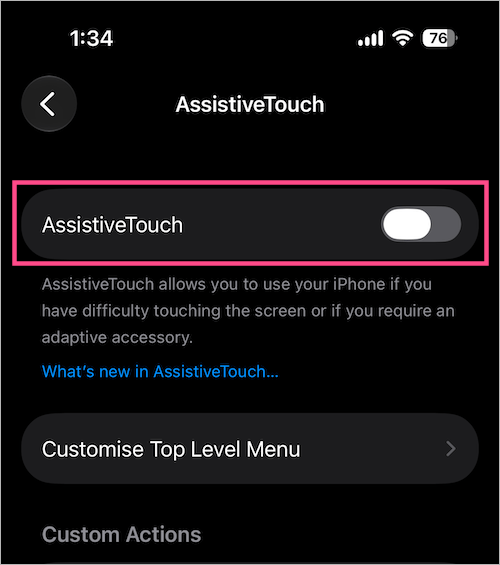 Turn off AssistiveTouch on iPhone