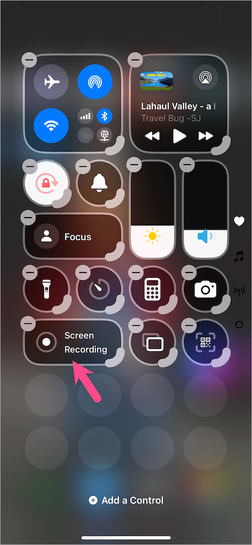 Screen Recording control in Control Center on iPhone 18 Pro