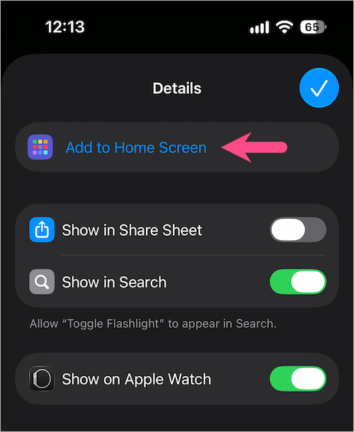 Add the flashlight shortcut to the iPhone Home Screen