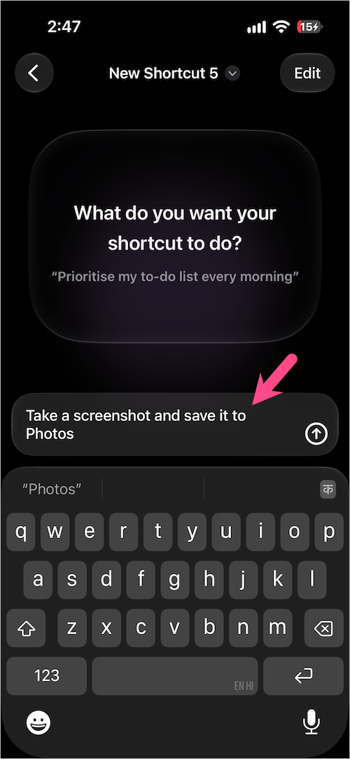 Create screenshot shortcut on iphone 18 pro