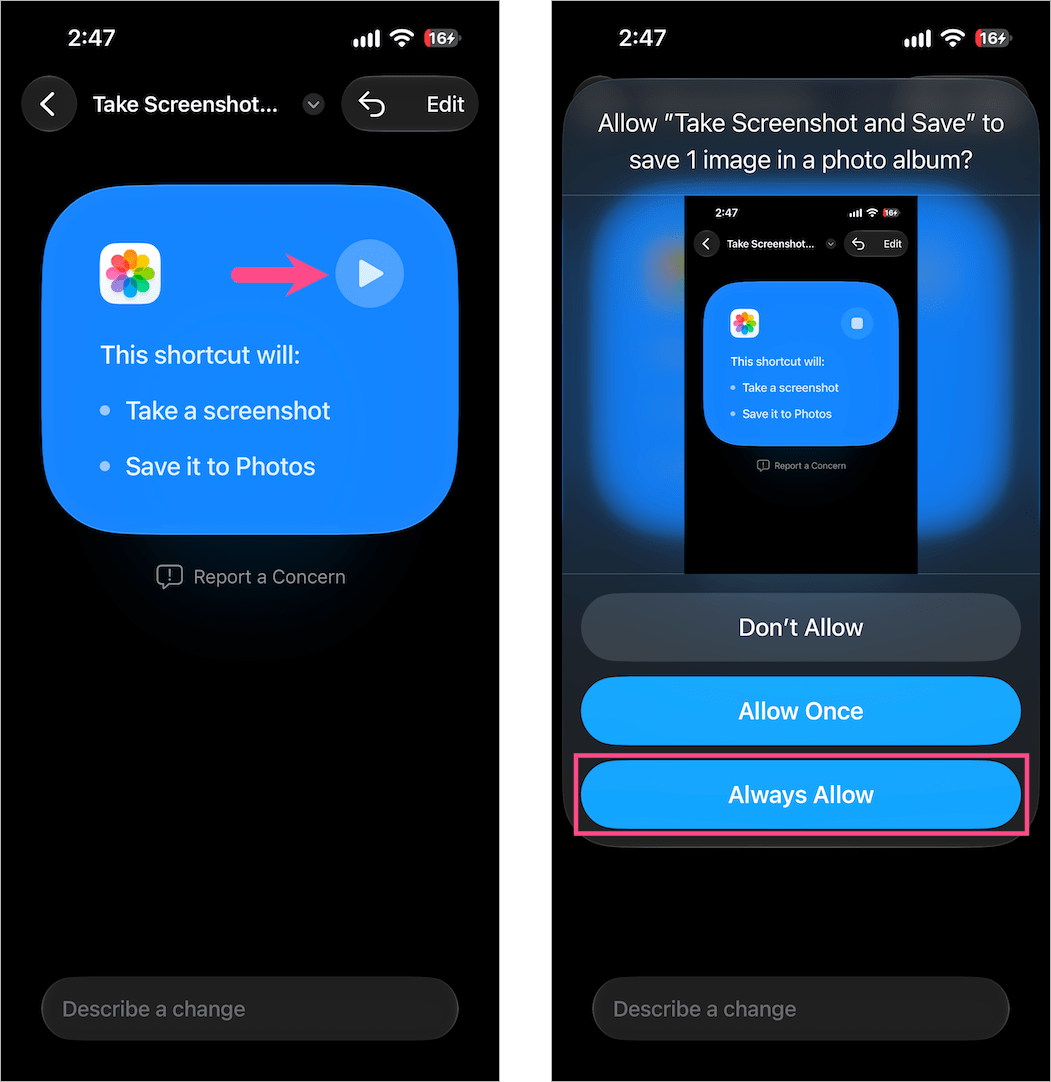 take screenshot using shortcut on iphone 18 pro