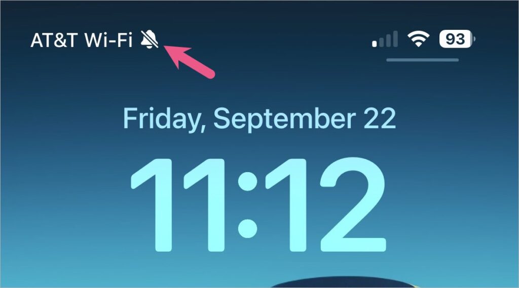 Silent Mode icon in the status bar on iPhone 18 Pro
