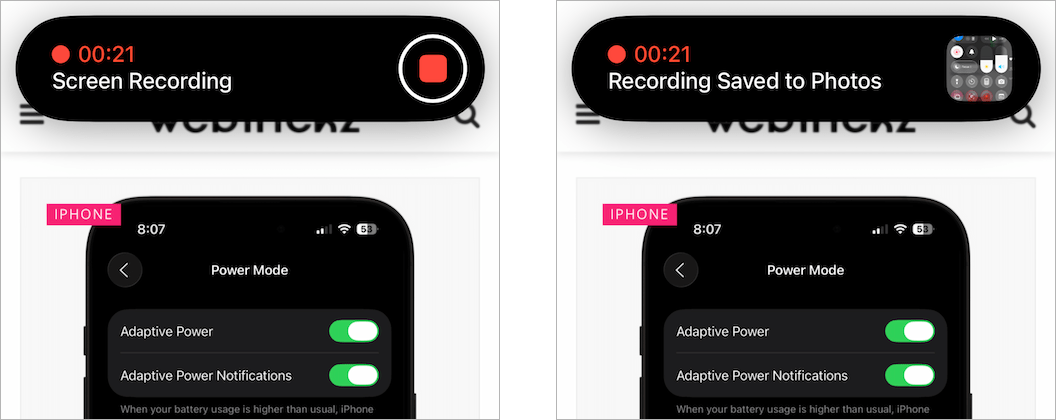 Stop screen recording on iPhone 18 Pro from Dynamic Island