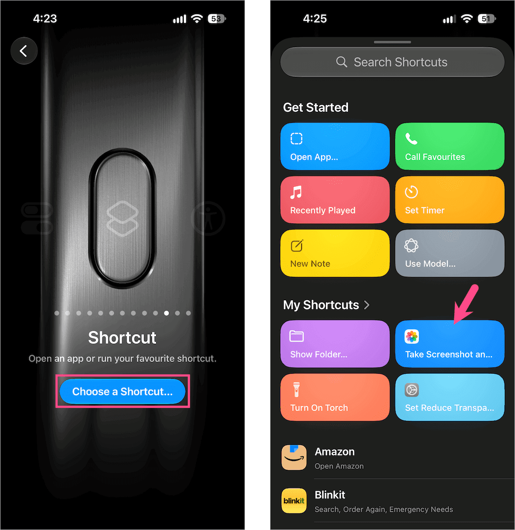 Take screenshots using Action button on iphone 18 pro