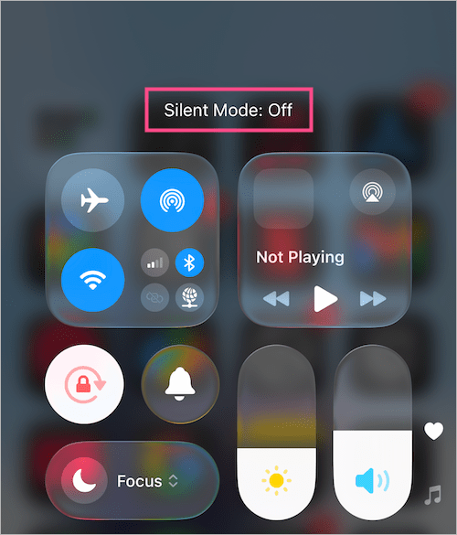 Turn off Silent Mode on iPhone 18 Pro from Control Center